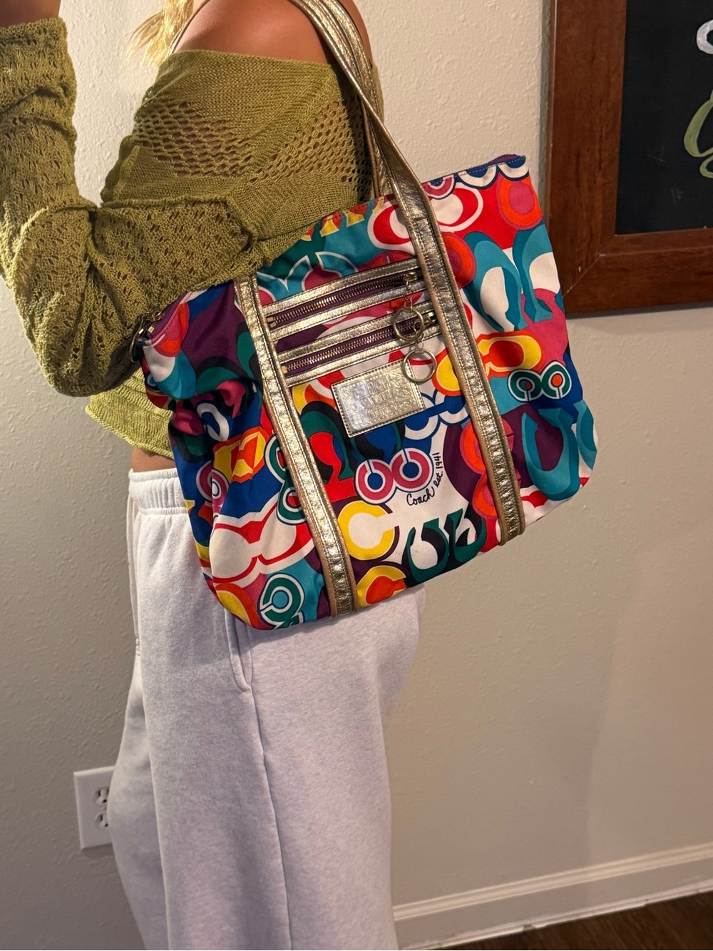 Coach Poppy Pop C Graffiti Tote Multicolor 2009 Y2K Shoulder Bag